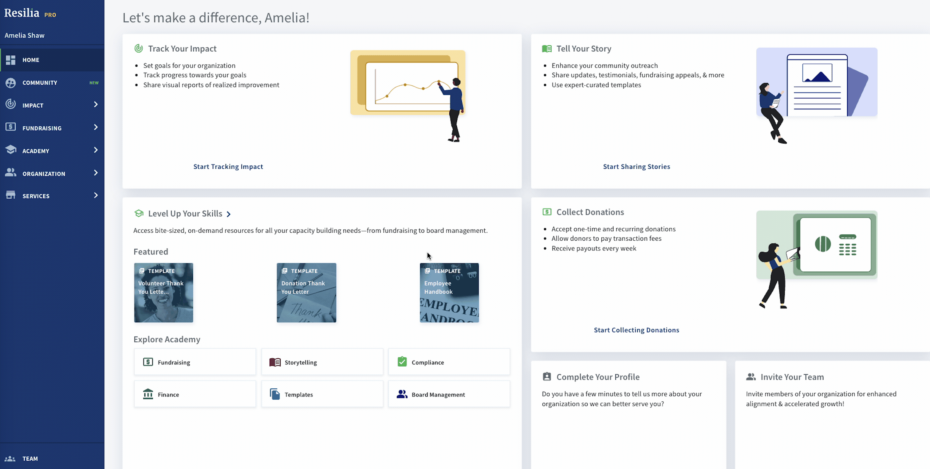 Resilia Platform Revamp — Home